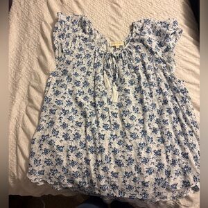 Cynthia Rowley Blue and White Floral Blouse